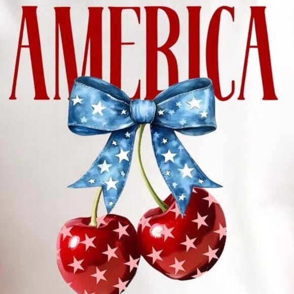 America Cherry Shirt - 4th of July Graphic Tee - Picture 2 of 4